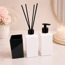 Kit Lavabo/Banheiro Aromatizador Porta Sabonete Porta Escova/Porta Pincel Maquiagem Com Preto