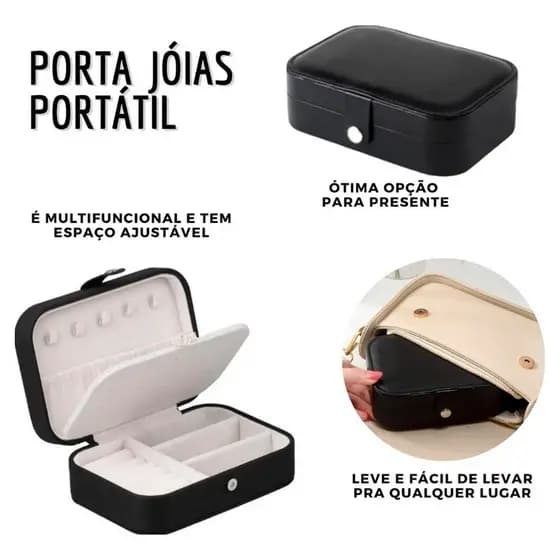 Porta Joias Portátil Viagem Estojo Maleta Couro Premium Top