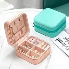 Mini Porta Jóias Portátil de Bolsa para Viagem Estojo de Anéis Colar Maleta Top