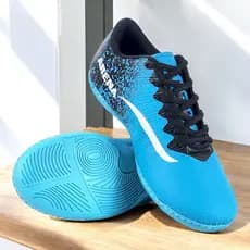Chuteira Futsal Masculina Barata Confortável Promoção azul celeste + preto vemelho