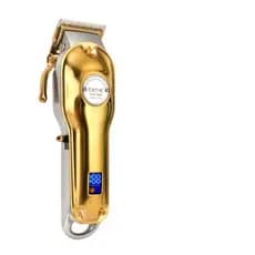 Máquina Kemei De Cortar Cabelo Profissional 8w Visor Lcd Km 1986 Dourado