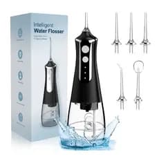 Limpador Irrigador Jato Dental Bucal Flosser Portátil Recarregável 5 Bocais 3 Modos de Uso