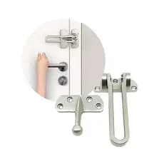 Fecho Trinco De Seguranca Porta Pega Ladrao Linha Premium Cromado Metal Luxo