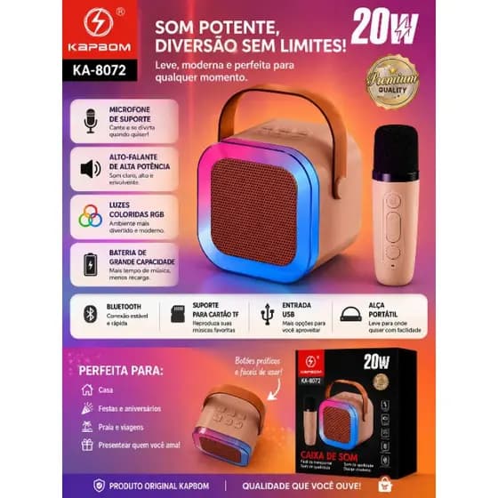 Caixa de Som Bluetooth Com microfone Som Potente e Diversão Garantida!