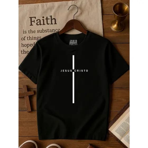 Camisa Jesus Cristo Cruz 100% Algodão Gospel Juvenil e Infantil Menino Menina 2 ao 16 anos