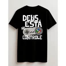 Camisa 100% Algodão Gospel Menino Menina 2 ao 16 anos Deus está no controle Juvenil e Infantil
