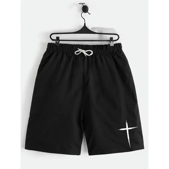 Calção Infantil Masculino – Cor Preta com Estampa Eu vivo por ele Estampado Infantil Juvenil