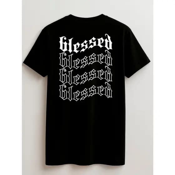 Camiseta Juvenil e Infantil 100% Algodão 2 ao 16 anos Gospel Blessed Blessed Blessed