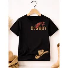 Camiseta Infantil Country Cowboy – Roupa de Rodeio para Meninos e Meninas 2 a 16 Anos