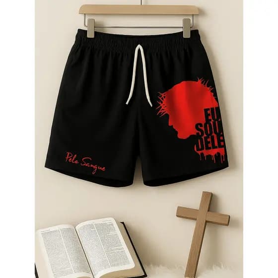 Shorts Infantil Gospel “Eu Sou Dele” Fé Cristã