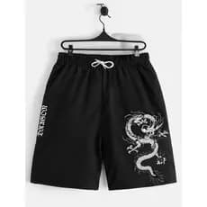 Shorts Preto Calção Cinza Bermuda Dragon Japones Infantil Juvenil Estampadas