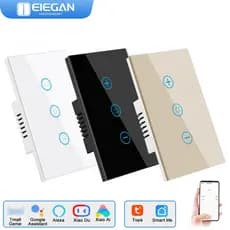 Interruptor De Cortina WIFI Padrão Americano ELEGAN Amazon ALEXA Toque Do motor De Controle De Voz