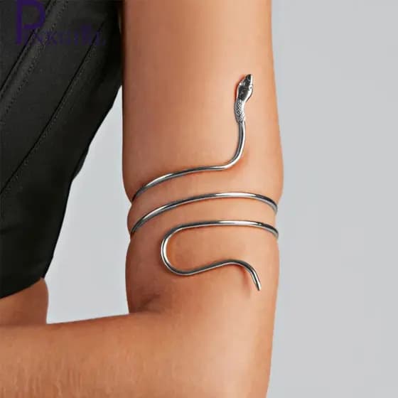 Abertura Da Mulher Acessórios De Joalheria Personalizados Ajustáveis Punho De Cobra Em Espiral Trendy Punk Simples Pulseiras Bangle Pulseira De Charme Bracelete De Braço Superior