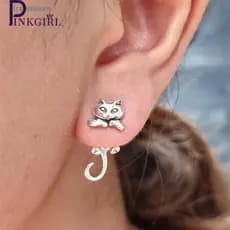 1 Par Moda Retro Bonito Gato Brincos/Senhoras Engraçado Animal Balançar Festa De Casamento Minimalista Orelha Jóias Acessórios