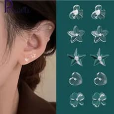 Transparente Invisível Mini Flor Estrela Resina Antialérgica Estudante Coração Arco Em Forma De Orelha Brinco De Plástic