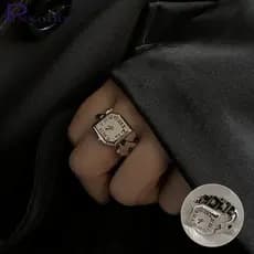 Anel Numeral Romano Em Forma De Relógio-Aberto , Ajustável , De Dedo De Casal Para Mulheres Homens-Casamento , Jóias De Festa Acessórios O Dia Dos Namorados-Prata Antiga , Vintage , Gótico , Punk