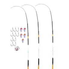 kit 3 Varas Telescópicas 2,10M Mais 10 anzóis 5 Boias 5 Iscas artificiais de minhoca Kit Pescaria Tilápia Lambari Piau entre outros Pesca