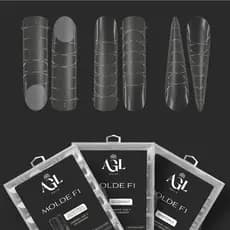 Molde F1 AGL Nails Apice Baixo Alongamento De Unhas Gel Control Quadrado Mandorla 120 Peças Un
