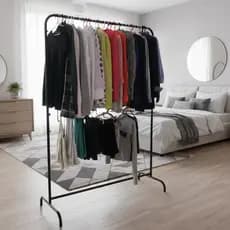 Arara Dupla para Roupas 1,90m – Suporta 140 Cabides, 100% Aço Reforçado, Organização Profissional | Biorty Pure Design