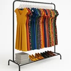Arara para Roupas Longas 1,90m com Sapateira – 100% Aço, suporta 90 Cabides, Reforçada Organização Profissional | Biorty