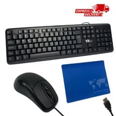 Kit Teclado mouse mousepad office com fio usb pc notebook