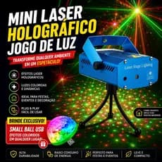 Mini Laser Stage Lighting Projetor Raio Holografico Dj Festa Balada Luzes Bivolt 110/220v + Brinde Small Ball Usb