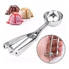 Colher de Sorvete Automática Pegador De Sorvete Concha Com Ejetor De Bola Inox 23cm Profissional Aço Inox