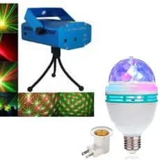 Kit Iluminação Festa Jogo De Luz Dj Balada Laser E Lâmpada Giratória Bivolt 110/220v