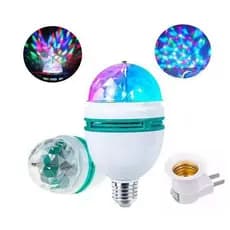 Lâmpada Globo Luz Led Rgb Giratória Colorida com Socket Padrão Bivolt 110/220v + Adaptador de Tomada