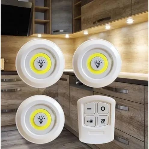 Kit 3 Lâmpada Luminária Led Spot Sem Fio Controle Remoto