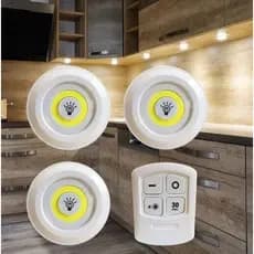 Kit 3 Lâmpada Luminária Led Spot Sem Fio Controle Remoto