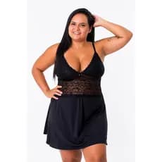 Camisola Plus Size Sensual Microfibra Com Renda Confortável Linha Noite Verão Pijama Roupa de Dormir