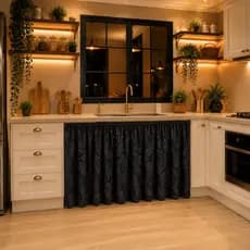 Cortina Para Pia Jacquard 2,60x0,80 Decoração de Cozinha