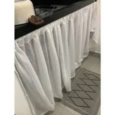 Cortina Para Pia Voil Linho Flame 1,40m x 0,80cm Cozinha
