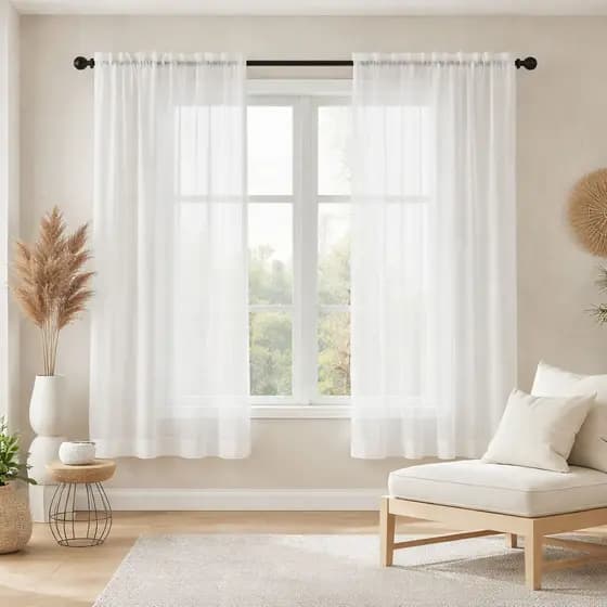 Cortina Linho Flame 3,00 x 1,20 Para Varão Passante Sala, Quarto e Cozinhas Gaze