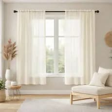 Cortina Linho Flame Veneza 3,00 x 1,30 Para Varão Passante Sala, Quarto e Cozinhas Gaze