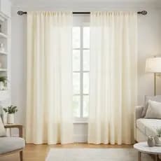 Cortina Linho Flame Veneza 3,00 x 2,20 Para Varão Passante Sala, Quarto e Cozinhas Gaze