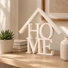 Escultura Decorativa HOME Minimalista | Enfeite de Mesa para Sala, Rack e Aparador