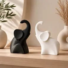 Elefantes Decorativos Harmonia em Impressão 3D | Decoração Minimalista Moderna | Kit com 2 Peças