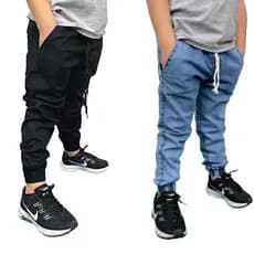 Kit 2 Calças Jogger Bebê Infantil Juvenil - Calça jeans apertada da moda 2 ao 16