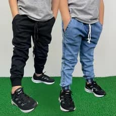 Calça Jeans Jogger Infantil Juvenil Menino Masculina Calça de criança casual e elegante