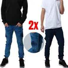 Kit 2 Calça jeans infantil menino cargo jogger juvenil 2 ao 16