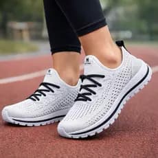 Tênis Feminino Olimp Adulto Esportivo Casual confortável Preto Branco Caminhada Academia