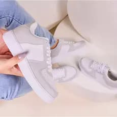 Tênis Feminino Branco Classico Casual Preto dia a dia