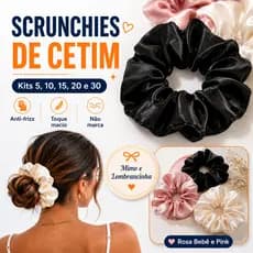 Kit 15 Scrunchies Xuxinhas de Cetim Anti-Frizz | Prendedor de Cabelo Mimo Lembracinha (Kit 5,10,15,20) Rosa Bebê, Pink