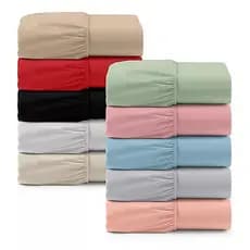 Kit 5 Lençol Avulso Casal Cama Box Com Elástico 100% Poliéster Cores Sortidas