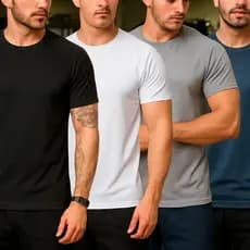Kit 4 Camisetas Fit Masculina Academia Treino Corrida Treino Básica Lisa Casual Respirável 100% Poliéster