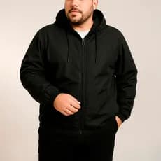 Jaqueta Plus Size Corta Vento G1 ao G4 Com Capuz Zíper Leve Resistente Vento e Chuva Casual Esportiva Tamanhos Grandes