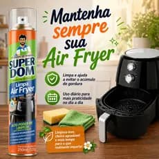 Spray Limpa Air Fryer 250ml Limpeza Profunda Brilho Imediato Dissolve Gordura Uso Dário Preserva