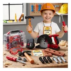 Maleta De Ferramentas Brinquedo Profissões Marceneiro Kit Construção Infantil Completo Acessórios